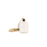 thumbnail mini vanity box with pearl cc buckle chain bag in lambsbkin White ghw #XG