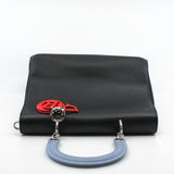thumbnail Be Dior In Tri-Color Black/Light Blue/Red Leather Flap Bag PHW With Strap - L'UXE LINK