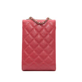 thumbnail Trendy CC Phone Holder Crossbody Bag Lambskin Pink GHW Seri 24 - L'UXE LINK