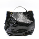 thumbnail Black Python Leather Diorific Sequin Embroidered Patch Bucket Handbag GHW - L'UXE LINK
