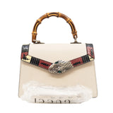 thumbnail top handle bamboo white flap bag - L'UXE LINK