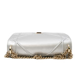 thumbnail Medium Diorama In Metallic Silver Calfskin Handbag GHW - L'UXE LINK