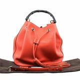 thumbnail tote bag medium with bamboo handle and strap orange - L'UXE LINK