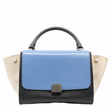 thumbnail TRAPEZE HANDLE BAG SMALL BLUE PATENT PHW - L'UXE LINK
