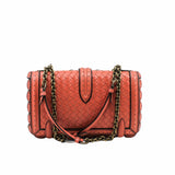thumbnail French Calfskin Intrecciato Wingtip City Knot Bag Hibiscus Black - L'UXE LINK