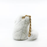thumbnail White Shearling With Fur Strap Bucket Bag GHW Seri 30 - L'UXE LINK