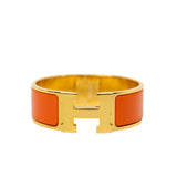 thumbnail Enamel Orange/Gold Clic Clac H Bracelet - L'UXE LINK