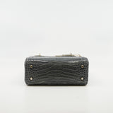 thumbnail Mini Lady Dior In Grey Alligator Leather Handbag Crystal Hardware With Chain - L'UXE LINK