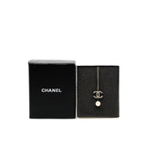 thumbnail long necklace crystal logo pandent with pearl in phw - L'UXE LINK