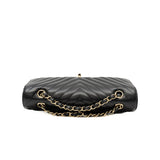 thumbnail Medium Classic Chevron In Black Lambskin Quilted Double Flap Black GHW Seri 26 - L'UXE LINK