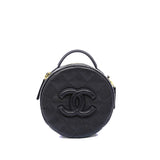thumbnail Small Coco Mark Round Vanity Case In Black Caviar Leather GHW - L'UXE LINK