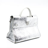 thumbnail Medium Diorever In Metallic Silver Calfskin Flap Bag PHW With Strap - L'UXE LINK