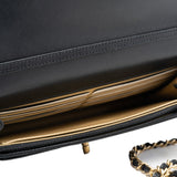 thumbnail Pearl Crush Black Lambskin Leather Wallet On Chain GHW - L'UXE LINK