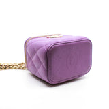 thumbnail Mini Vanity Case In Purple Lambskin Leather With Coco Chain Bag GHW Seri 32 - L'UXE LINK