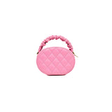 thumbnail Mini Pink Round Vanity Lambskin Top Handle LGHW Seri 32 - L'UXE LINK