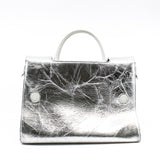 thumbnail Medium Diorever In Metallic Silver Calfskin Flap Bag PHW With Strap - L'UXE LINK