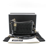 thumbnail Small Gabrielle In Black Calfskin and Wool Felt Hobo Bag With Logo Handle Laser Cut Seri 28 - L'UXE LINK
