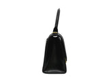 thumbnail Hourglass XS With Strap In Shiny Calfskin Black GHW - L'UXE LINK