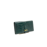 thumbnail Bearn Long Wallet 6O Vert Cypress Crocodile GHW C Stamp - L'UXE LINK