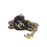 thumbnail heart mirror necklace in tweed grey/ghw - L'UXE LINK
