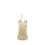 thumbnail Medium Lady Dior Bag Patent Leather Beige White PHW With Strap - L'UXE LINK