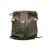thumbnail Strike Medium FF Jacquard Brown Leather/Fabric Backpack PHW - L'UXE LINK