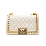 thumbnail Small Leboy with Chain in Caviar White Ghw Seri #UJCP - L'UXE LINK