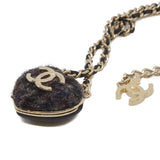 thumbnail heart mirror necklace in tweed grey/ghw - L'UXE LINK