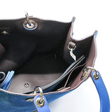thumbnail Medium Diorissimo In Blue Suede Leather Handbag Blue/PHW With Strap - L'UXE LINK