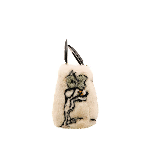 Mini Lady Dior White Black Mink Fur Handbag GHW L UXE LINK
