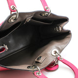 thumbnail Large Ostrich Diorissimo In Fuchsia/Brown Handbag PHW With Strap - L'UXE LINK
