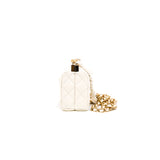 thumbnail mini vanity box with pearl cc buckle chain bag in lambsbkin White ghw #XG