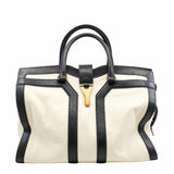 thumbnail Tote Bag Leather Black White - L'UXE LINK