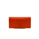 thumbnail Bearn Long Wallet In Orange Lizard Leather GHW Square N Stamp - L'UXE LINK