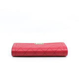 thumbnail Interlocking CC Logo In Pink Calfskin Long Flap Wallet GHW Seri 24 - L'UXE LINK