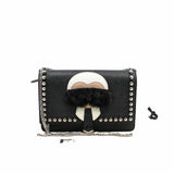 thumbnail Karlito Wallet On Chain Bag Leather With Fur Black PHW - L'UXE LINK