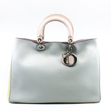 thumbnail Large Diorissimo In Grey/Yellow/Pink Calfskin Leather Handbag PHW With Strap - L'UXE LINK