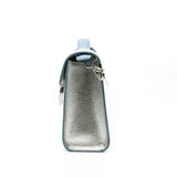 thumbnail Metallic Silver/Blue Grained Calfskin Diorever Squad Flap Bag PHW With Strap - L'UXE LINK
