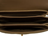 thumbnail Mini Beige Shiny Calfskin Quilted Messenger Flap Bag GHW - L'UXE LINK