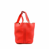 thumbnail picotin 22cm in tc leather T5 Rose Jaipur  phw R stamp - L'UXE LINK