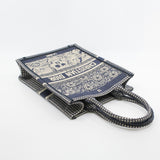 thumbnail La Mort Vertical In Navy/Beige Canvas Book Tote - L'UXE LINK