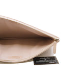 thumbnail large chevron  clutch in leather beige ghw seri 24 - L'UXE LINK