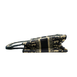 thumbnail Mini Book Tote In Blue Dior Oblique Embroidery Bag - L'UXE LINK