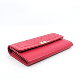 thumbnail Interlocking CC Logo In Pink Calfskin Long Flap Wallet GHW Seri 24 - L'UXE LINK