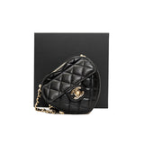 thumbnail CC In Love Heart Clutch With Chain Black Lambskin GHW Seri 31 - L'UXE LINK