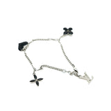 thumbnail Silver/Black Monogram Sweet Charm Bracelet - L'UXE LINK