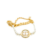 thumbnail 30 Montaigne Bracelet With CD Logo Resin Pearl Gold/White - L'UXE LINK