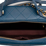 thumbnail Top Handle Zip Vanity In Blue Leather Bag GHW Seri 23 - L'UXE LINK