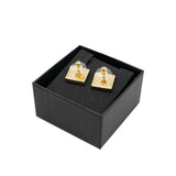 thumbnail small square cc logo earring in leather black ghw 2023 - L'UXE LINK