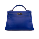 thumbnail Kelly 32 Epsom Leather Blue Electric PHW O Stamp - L'UXE LINK